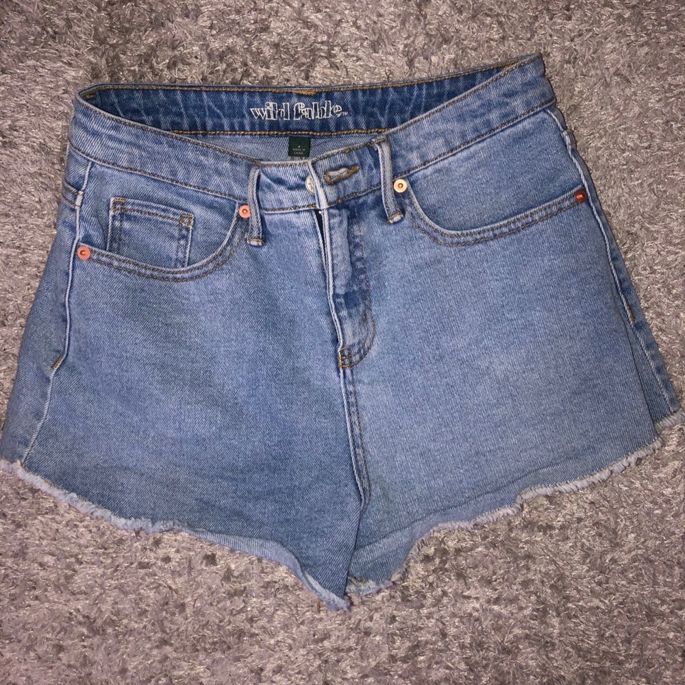 Denim Ripped High-Rise Stretch Shorts